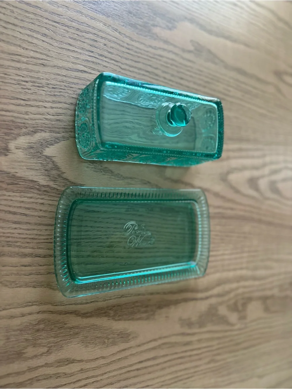 The Pioneer Woman Teal Pressed Glass Butter Dish